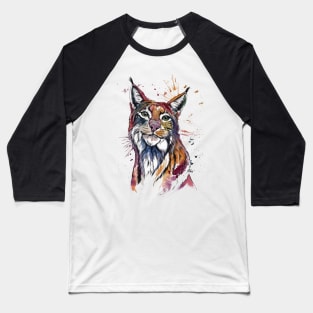 lynx watercolor Wild Baseball T-Shirt